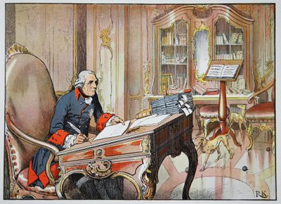 Frederick the Great in his office at Sanssouci by Richard Knoetel